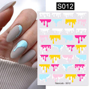 Harunouta French Line Pattern 3D Nail Art Stickers Fluorescence Color Flower Marble Leaf Decals On Nails  Ink Transfer Slider 0 DailyAlertDeals S012  
