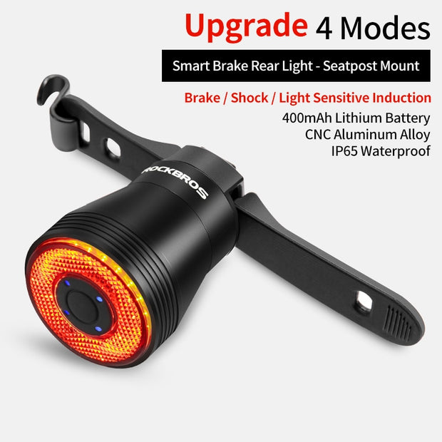 ROCKBROS Bicycle Smart Auto Brake Sensing Light IPx6 Waterproof LED Charging Cycling Taillight Bike Rear Light Accessories Q5 0 DailyAlertDeals TL907Q52 China 