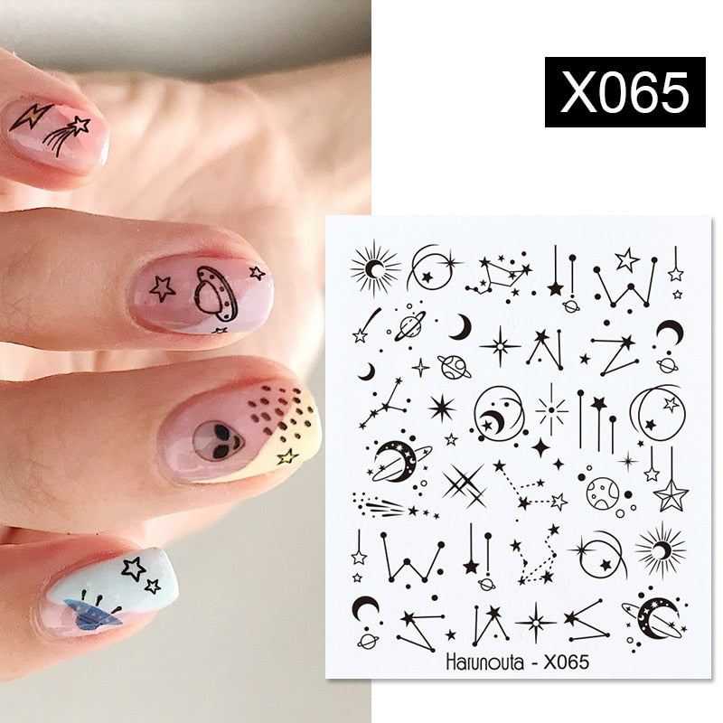 Harunouta Abstract Lady Face Water Decals Fruit Flower Summer Leopard Alphabet Leaves Nail Stickers Water Black Leaf Sliders 0 DailyAlertDeals