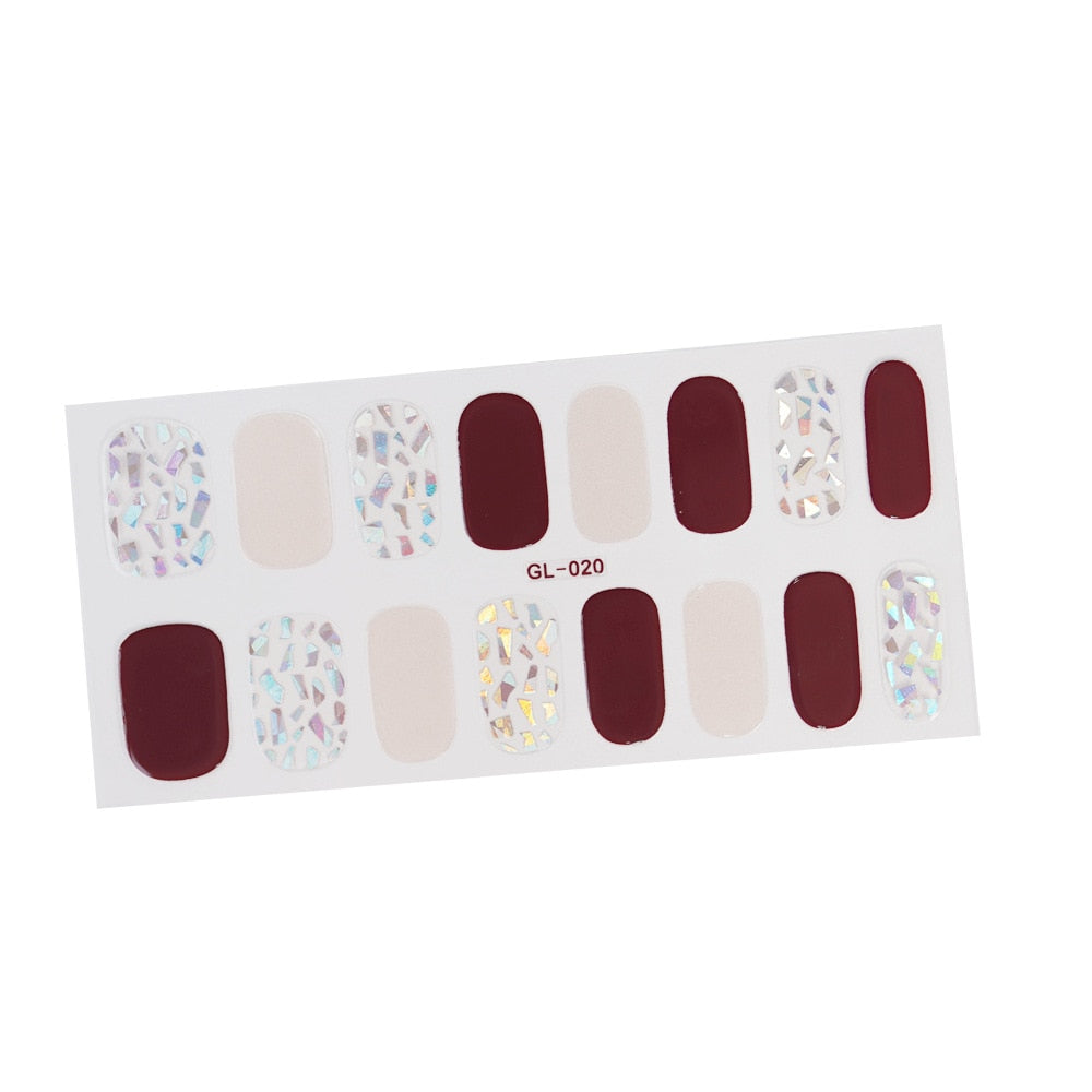 16 Tips/Sheet Glitter Series Shiny Manicure Decoracion Designed Nail Art Stickers 2020 Nail Decoration Nail Wraps Shiny Decal stickers for nails DailyAlertDeals GL-020  