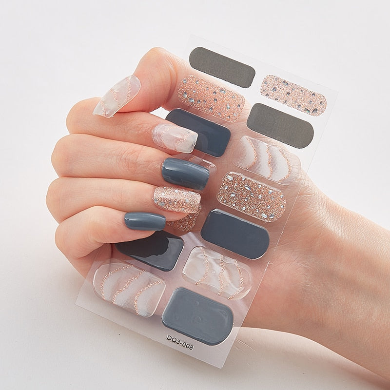 Patterned Nail Stickers Wholesale Supplise Nail Strips for Women Girls Full Beauty High Quality Stickers for Nails Decal stickers for nails DailyAlertDeals DQ3-08  