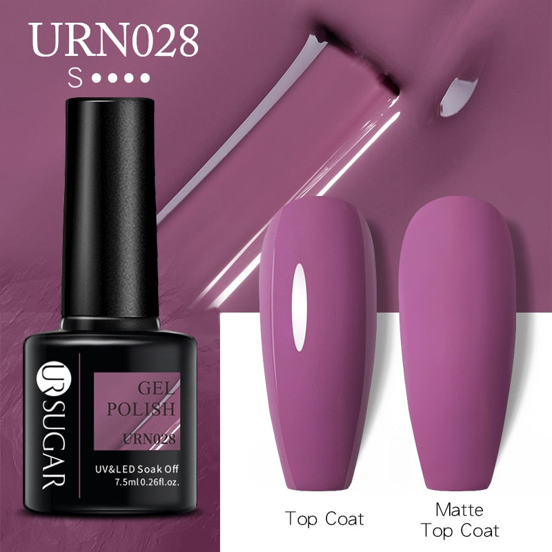 UR SUGAR 7.5ml Dark Purple Gel Nail Polish Soak Off UV LED Semi Permanent Gel Varnishes Manicure Nails Art Matte Top Coat Needed nail polish DailyAlertDeals URN028  
