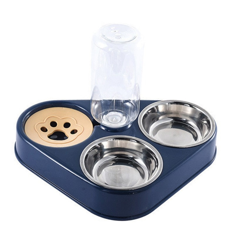 500ML Dog Bowl Cat Feeder Bowl With Dog Water Bottle Automatic Drinking Pet Bowl Cat Food Bowl Pet Stainless Steel Double 3 Bowl 500ML Dog Bowl Cat Feeder Bowl DailyAlertDeals 3 in 1 Navy blue United States 