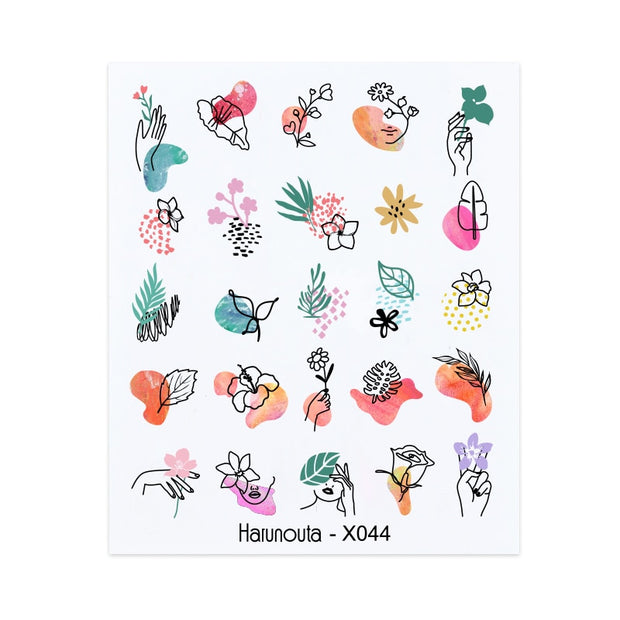 Harunouta Valentine Love Heart Line Dsign Water Nail Stickers Gold Black Leaves Flower Geometrics Slider For Nail Art Decoration Nail Stickers DailyAlertDeals X044  