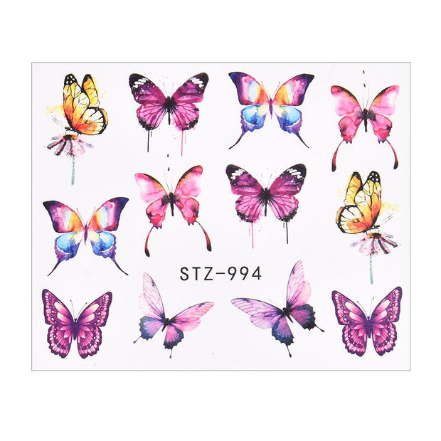 3D Watercolor Butterflies Sliders Nail Art Water Transfer Decal Sticker Blue Valentine&#39;s Day Nail Decoration Tattoo Manicure 0 DailyAlertDeals TA618  