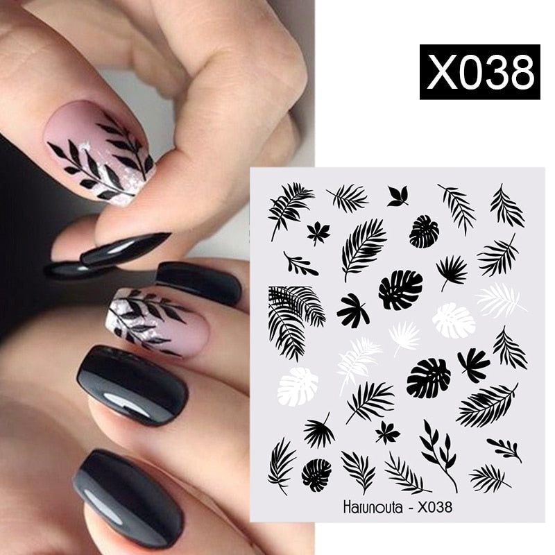 Harunouta Water Decals Ink Blooming Flower Leaves Transfer Nail Stickers Butterfly Love Heart Design Slider Watermark Decoration 0 DailyAlertDeals X038  