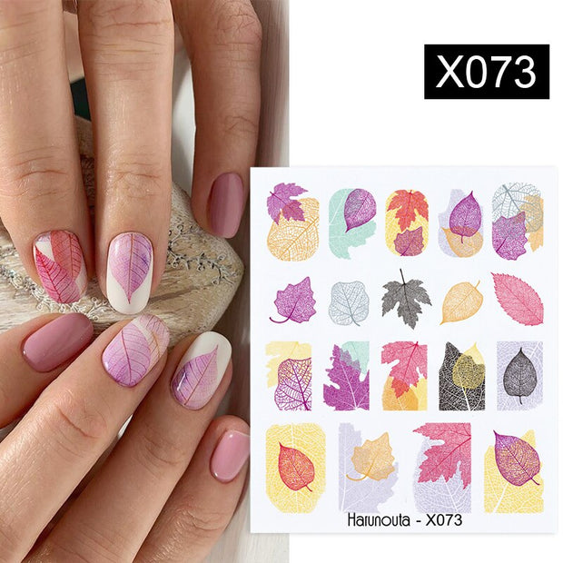 Harunouta Abstract Lady Face Water Decals Fruit Flower Summer Leopard Alphabet Leaves Nail Stickers Water Black Leaf Sliders 0 DailyAlertDeals X073  