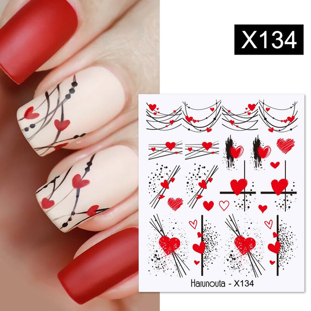 Harunouta French Black White Geometrics Pattern Water Decals Stickers Flower Leaves Slider For Nails Spring Summer Nail Design 0 DailyAlertDeals   