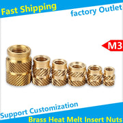 Brass Hot Melt Inset Nuts Heating Molding Copper Thread Inserts Nut SL-type Double Twill Knurled Injection Brass Nut M2M3 100Pcs Nut DailyAlertDeals M2 X D4.0 X L3.0  