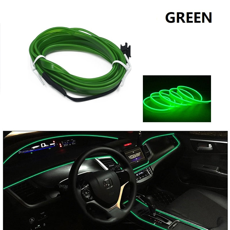 1M/3M/5M neon Car Interior Lighting LED Strip String Neon Strip For Auto DIY Flexible Long Last Car LED Light String neon Car Interior Lighting LED Strip DailyAlertDeals Green 1M USB drive