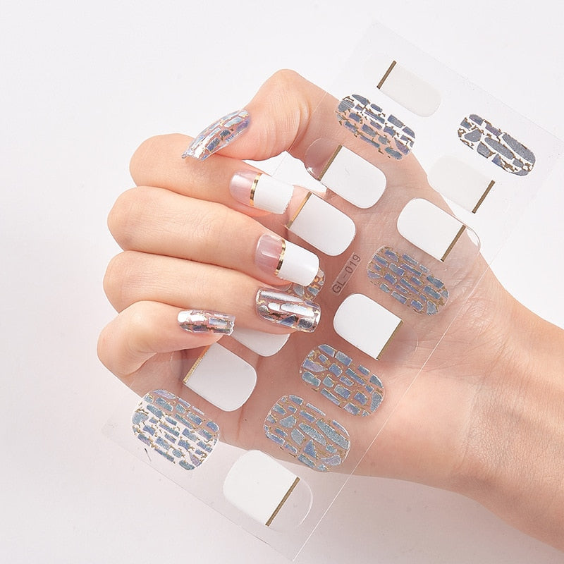16 Tips/Sheet Glitter Series Shiny Manicure Decoracion Designed Nail Art Stickers 2020 Nail Decoration Nail Wraps Shiny Decal stickers for nails DailyAlertDeals GL-019  
