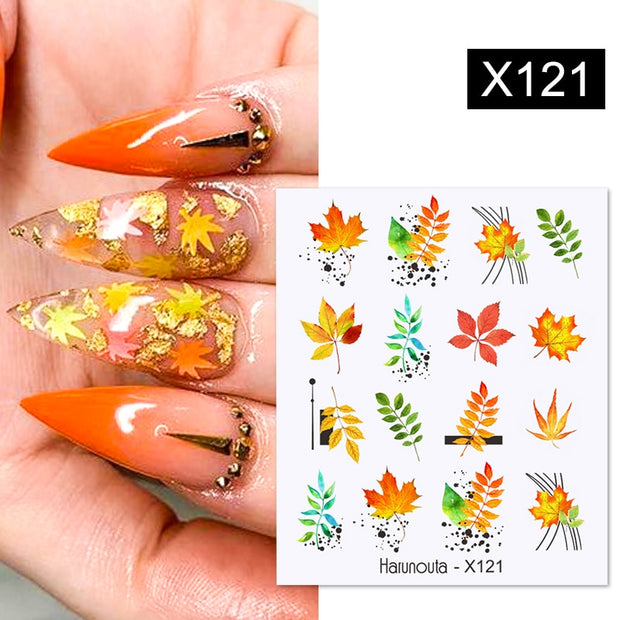 Harunouta Geometric Color Block Line Leaf Flower Water Decal Sticker Spring Simple DIY Slider For Manicuring Nail Art Watermarks 0 DailyAlertDeals X121  
