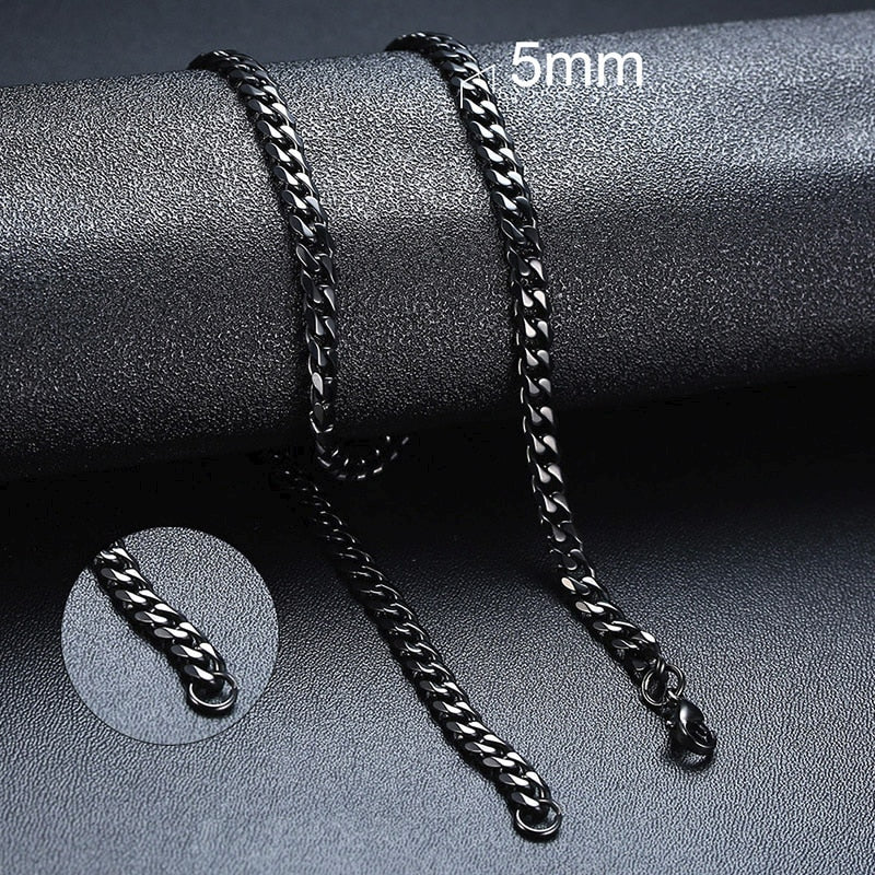 Vnox Cuban Chain Necklace for Men Women, Basic Punk Stainless Steel Curb Link Chain Chokers,Vintage Gold Tone Solid Metal Collar 0 DailyAlertDeals 5mm Black Cuban 45cm 