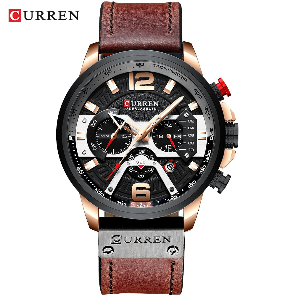 CURREN Casual Sport Watches for Men Top Brand Luxury Military Leather Wrist Watch Man Clock Fashion Chronograph Wristwatch wrist watches DailyAlertDeals rose black watch USA 