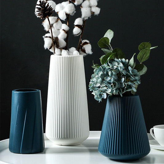 Morandi Plastic Vase Living Room Decoration Ornaments Modern Origami Plastic Vases for Flower Arrangements Home Decoration Plastic Vases Flower Pots DailyAlertDeals   