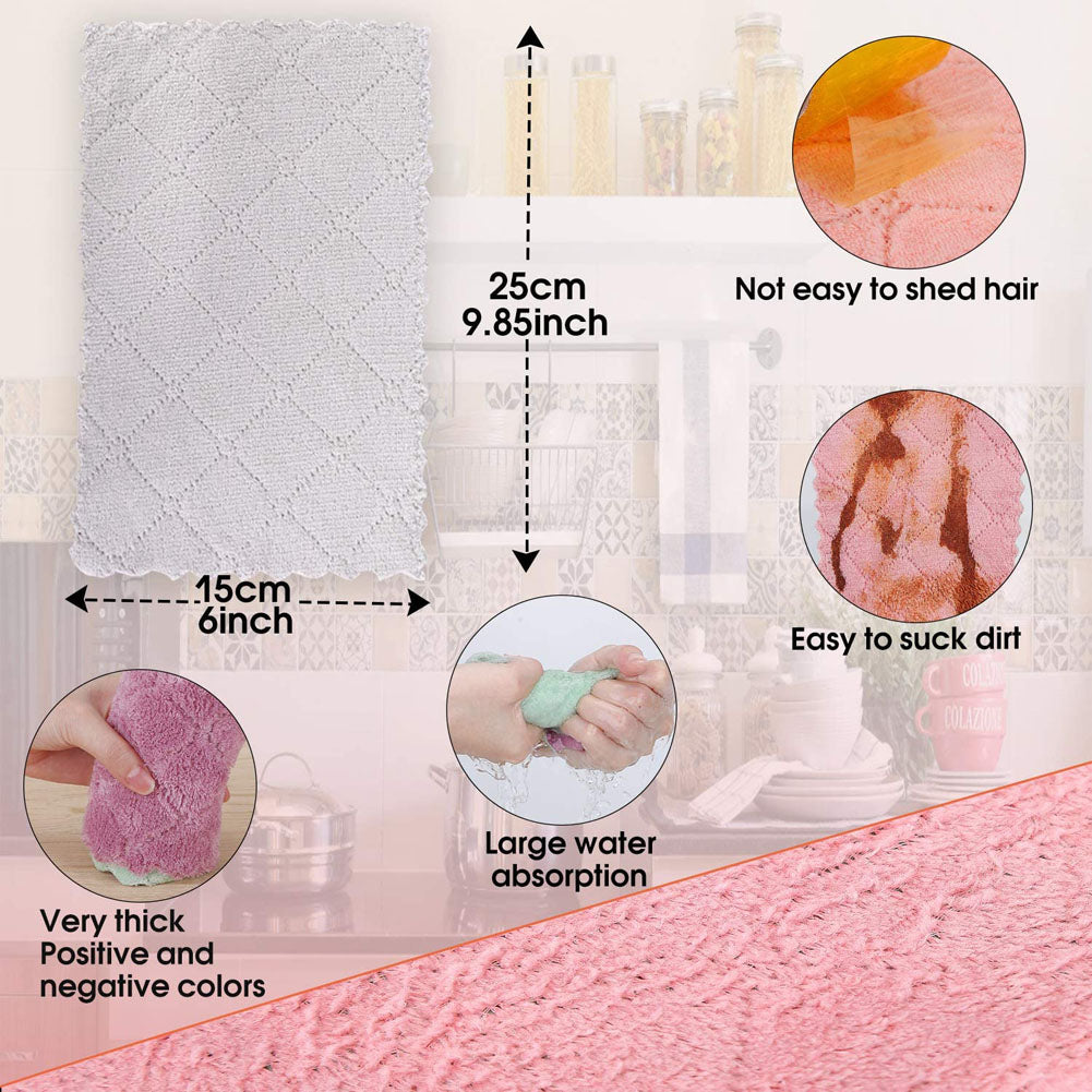 10pcs Microfiber Towel Absorbent Kitchen Cleaning Cloth Non-stick Oil Dish Towel Rags Napkins Tableware Household Cleaning Towel 10pcs Microfiber Towel DailyAlertDeals   