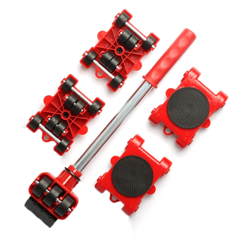 Dropshipping Furniture Mover Set Furniture Mover Tool Transport Lifter Heavy Stuffs Moving Wheel Roller Bar Hand Tools 5 Pcs Set 0 DailyAlertDeals Default Title  