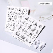 Harunouta Abstract Lady Face Water Decals Fruit Flower Summer Leopard Alphabet Leaves Nail Stickers Water Black Leaf Sliders Nail Stickers DailyAlertDeals 2pcs-47  