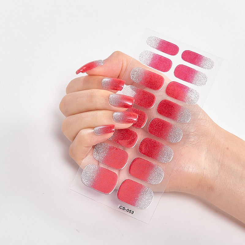 16 Tips/Sheet Nailart Nailart Sticker Nail Tips Manicure Decoracion Fashion Nail Polish Self Adhesive Nail Sticker Creative nail decal stickers DailyAlertDeals   