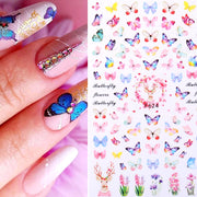 Nail Blue Butterfly Stickers Flowers Leaves Self Adhesive Decals 3D Transfer Sliders Wraps Manicure Foils DIY Decorations Tips 0 DailyAlertDeals 1-F624  