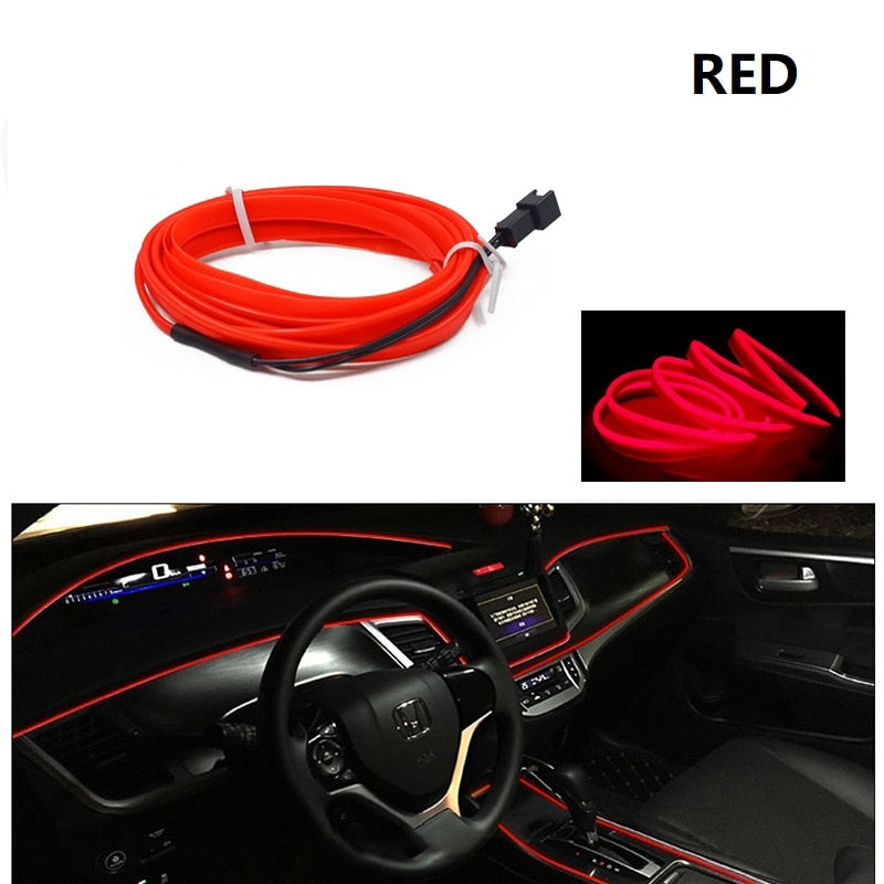 1M/3M/5M neon Car Interior Lighting LED Strip String Neon Strip For Auto DIY Flexible Long Last Car LED Light String neon Car Interior Lighting LED Strip DailyAlertDeals Red 1M USB drive