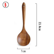 7pcs/set Teak Natural Wood Tableware Spoon Ladle Turner Rice Colander Soup Skimmer Cooking Spoon Scoop Kitchen Reusable Tool Kit 0 DailyAlertDeals 5  