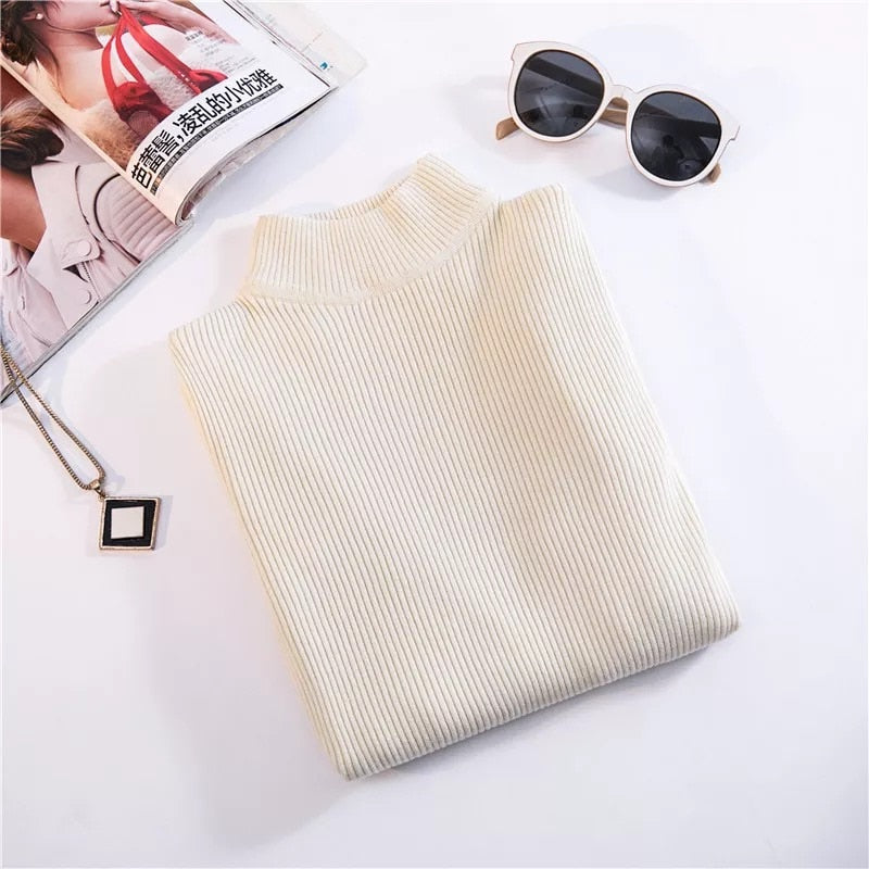 Women's Black turtleneck Soft Cozy Sweaters Slim Full Sleeve Multi-color Turtleneck Sweaters for Women winter turtleneck sweaters for women DailyAlertDeals Apricot S 