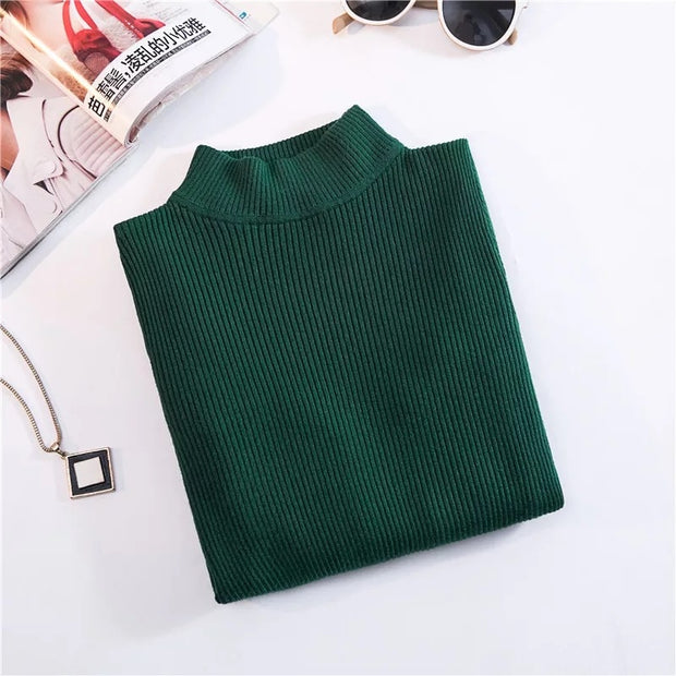 Women's Black turtleneck Soft Cozy Sweaters Slim Full Sleeve Multi-color Turtleneck Sweaters for Women winter turtleneck sweaters for women DailyAlertDeals Green S 