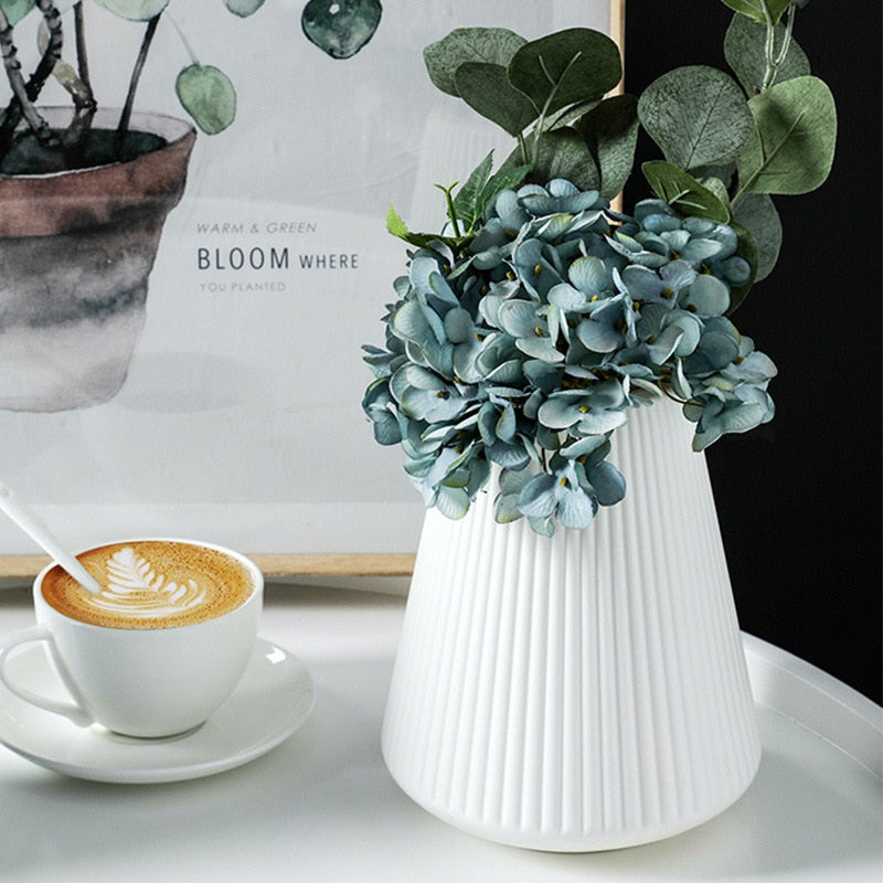 Morandi Plastic Vase Living Room Decoration Ornaments Modern Origami Plastic Vases for Flower Arrangements Home Decoration Plastic Vases Flower Pots DailyAlertDeals   