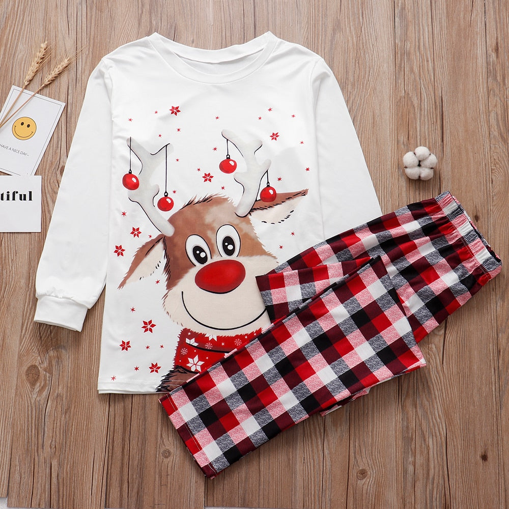 2022 Christmas Family Matching Pajamas Adults Kids Family Matching Outfits Top+Pants 2PCS Xmas Sleepwear Pyjamas Baby Jumpsuit family dress DailyAlertDeals   