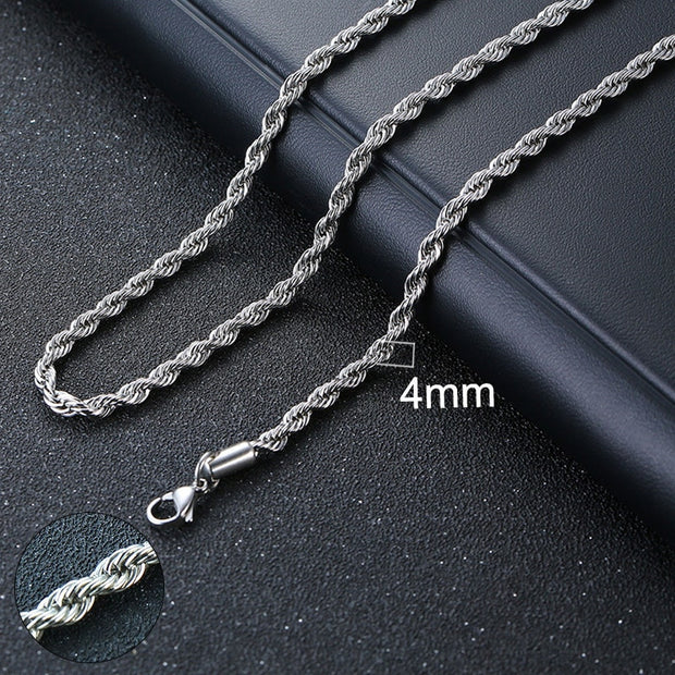 Vnox Cuban Chain Necklace for Men Women, Basic Punk Stainless Steel Curb Link Chain Chokers,Vintage Gold Tone Solid Metal Collar 0 DailyAlertDeals 4mm Silver Rope 45cm 