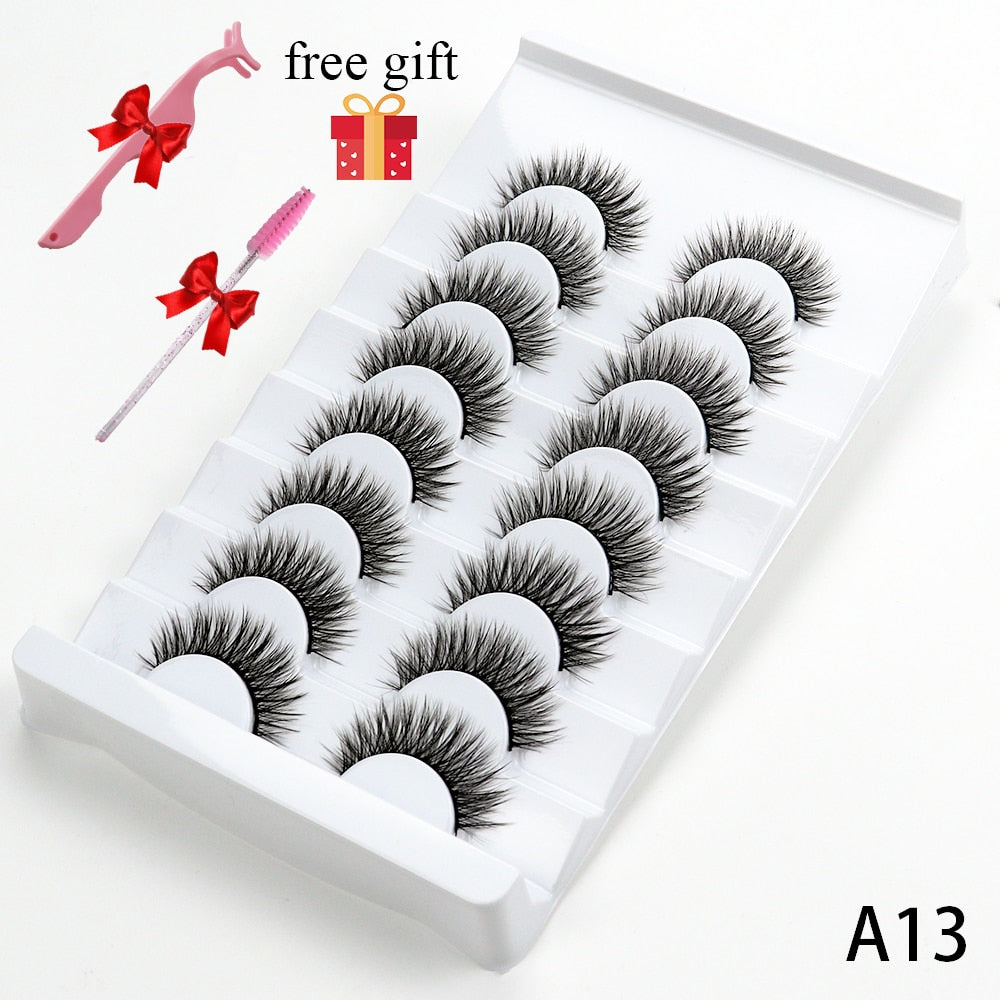 5/8 Pairs 20mm Mink Lashes 3D Natural False Eyelashes Fluffy Faux Mink Eyelashes Wispies Long Extension Eyelashes Pack Maquiagem  DailyAlertDeals A13 China 