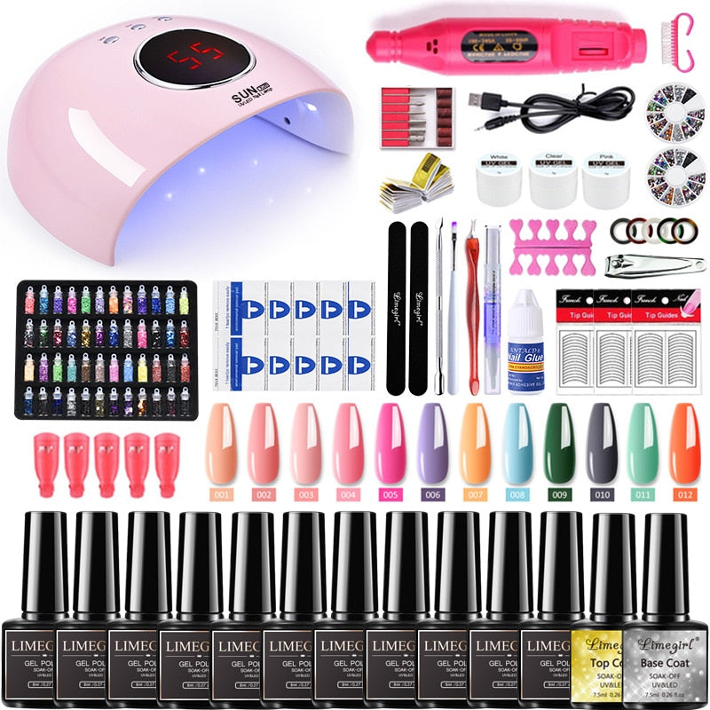 Manicure Set for Nail Extensions Gel Nail Polish Set Acrylic Kit Poly Nail Gel Set With UV LED Nail Lamp Gel Kits Nail Tools Set Manicure Set for Nail Extensions DailyAlertDeals ZH150-2-2 USA 