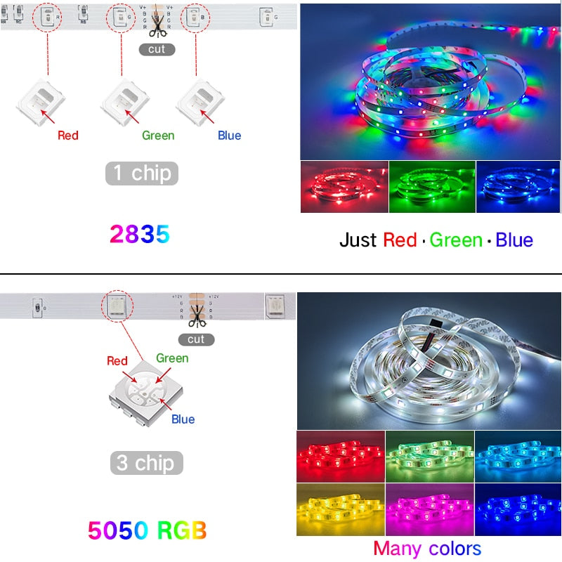 5M-30M WIFI LED Strip Lights Bluetooth 10MRGB Led light 5050 SMD Flexible 25M Waterproof 2835 Tape Diode DC WIFI Control+Adapter  DailyAlertDeals   