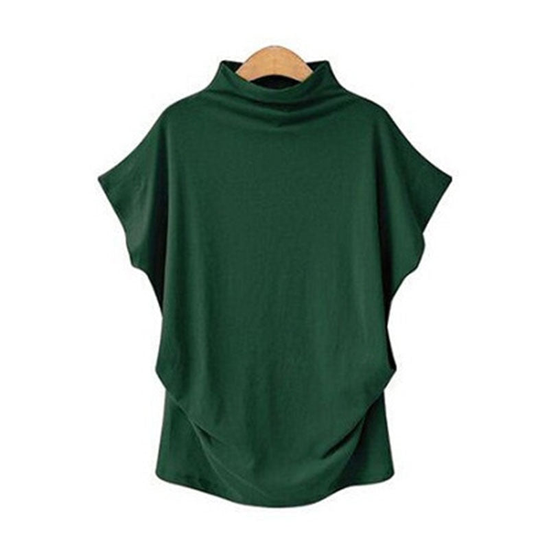 Jocoo Jolee Women Casual Turtleneck Short Batwing Sleeve Blouse Female Cotton Solid Oversized Tops Ladies Shirt 2020 Clothing  DailyAlertDeals   