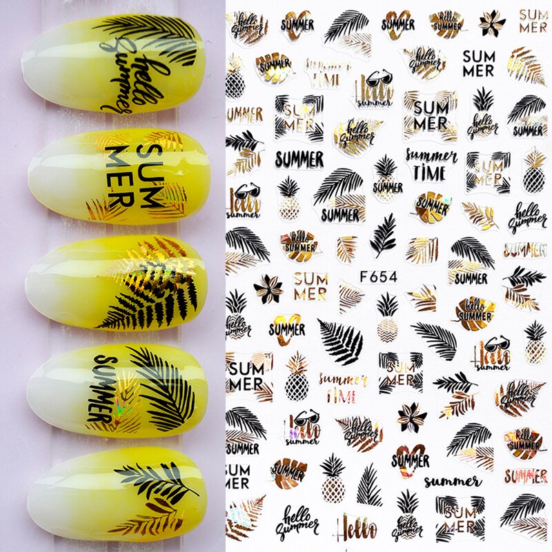 Harunouta Slider Design 3D Black People Silhouettes Blooming Nail Stickers Gold Bronzing Leaf Flower Nail Foils Decoration Nail Stickers DailyAlertDeals 11  