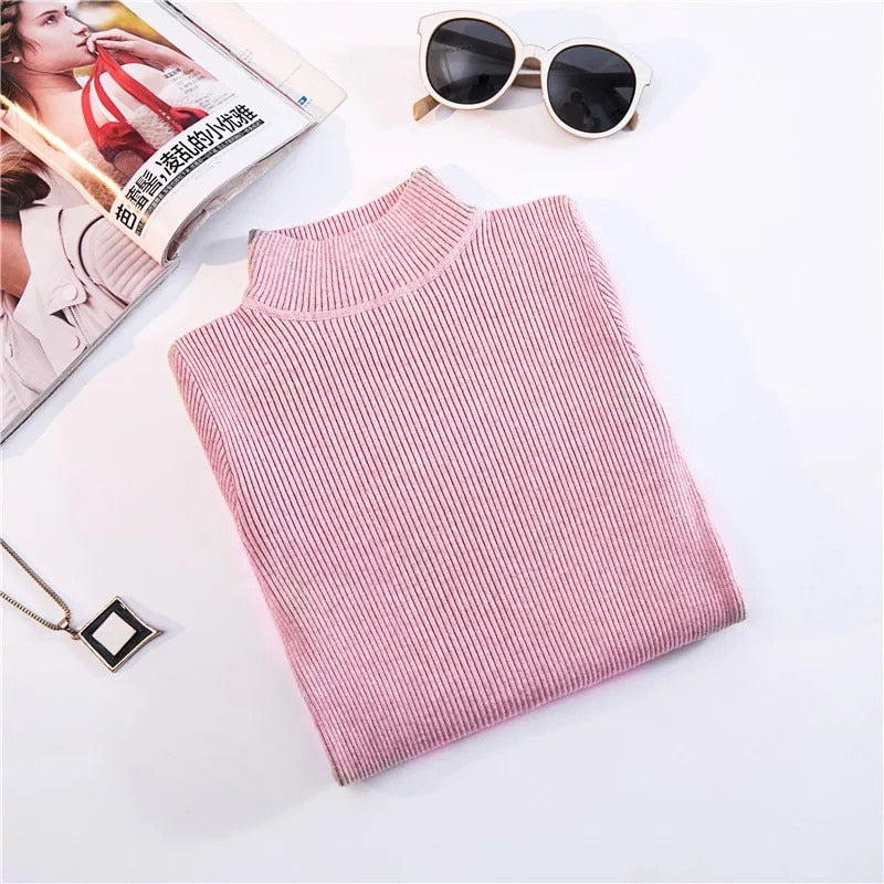 Women's Black turtleneck Soft Cozy Sweaters Slim Full Sleeve Multi-color Turtleneck Sweaters for Women winter turtleneck sweaters for women DailyAlertDeals Skin powder S 