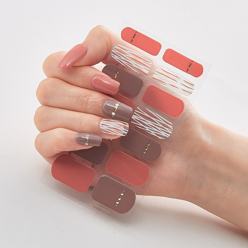 Four Sorts 0f Nail Stickers Nails Art Decoration Manicure Shiny Nail Decoration Decals Plain Stickers Nail Accesoires Women nail decal sticker DailyAlertDeals DQ3-54  
