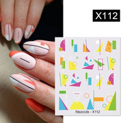 Harunouta Marble Blooming 3D Nail Sticker Decals Flower Leaves Transfer Water Sliders Abstract Geometric Lines Nail Watermark Nail Stickers DailyAlertDeals X112  