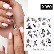 Harunouta Abstract Lady Face Water Decals Fruit Flower Summer Leopard Alphabet Leaves Nail Stickers Water Black Leaf Sliders 0 DailyAlertDeals X050  