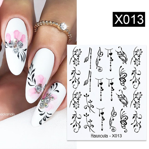 Harunouta Leaves Flowers Tree Water Decals Slider For Nails Spring Flower Butterfly Snake Design Stickers Nail Art Decoration Nail Stickers DailyAlertDeals X013  