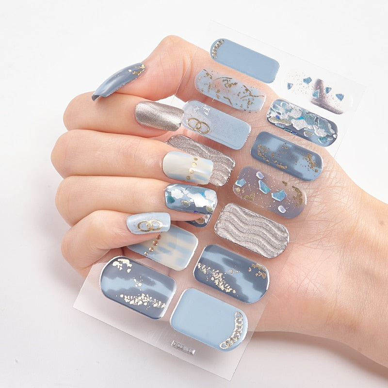 Four Sorts 0f Nail Stickers Nails Art Decoration Manicure Shiny Nail Decoration Decals Plain Stickers Nail Accesoires Women nail decal sticker DailyAlertDeals DQ3-19  