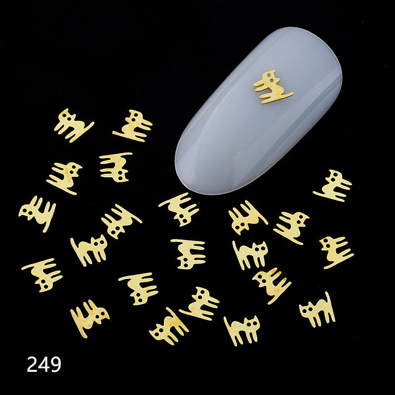 100Pcs/Lot Gold Metal Nail Decals Ultra-thin Flakes Nail Bling Rhinestone Cute 3D Nail Art Decorations Charm Nail Art Rivets 0 DailyAlertDeals 249  
