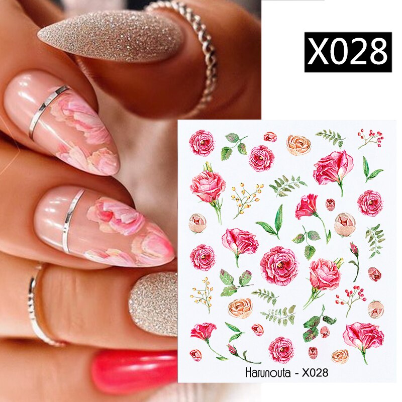 Harunouta Spring Summer Simple Flower Leaf Tree Water Decals Stickers Butterfly Slider Watermarks Decoration Nail Art Manicures 0 DailyAlertDeals X028  