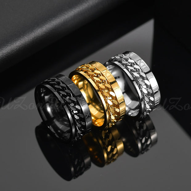 Cool Stainless Steel Rotatable Men Couple Ring High Quality Spinner Chain Rotable Rings Punk Women Man Jewelry for Party Gift 0 DailyAlertDeals   