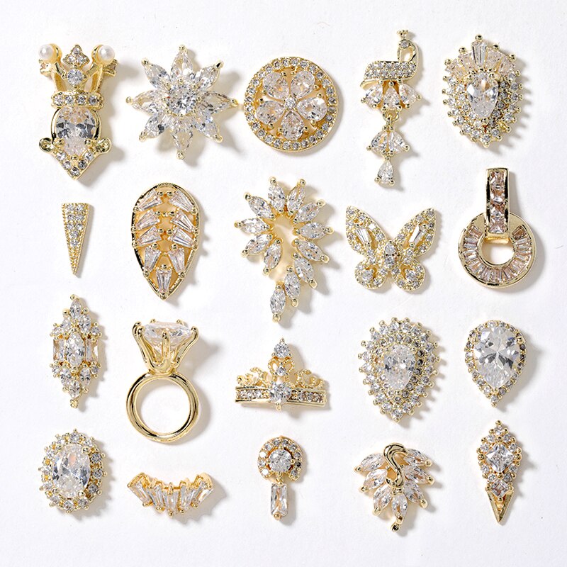 5 pieces 3D metal Zircon Nail art decorations Butterfly rhinestones nail art jewelry alloy zircon tassel pendant nail accessory Nail Rhinestones Jewelry DailyAlertDeals   