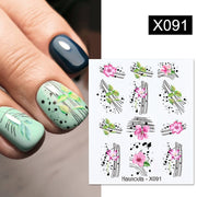 Harunouta Blue Ink Blooming Flowers Nail Water Decals Concise Floral Leaves Slider For Nails Geometric Waves DIY Manicures Tips Nail Stickers DailyAlertDeals X091  