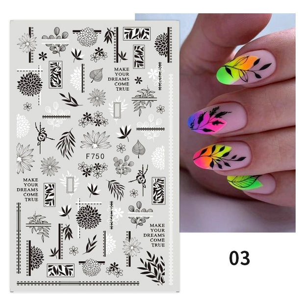 Harunouta 2022 NEW Gold Bronzing Slider Nail Art 3D Decals Decoration Flower Leaves Nail Art Sticker DIY Manicure Transfer Decal Nail Stickers DailyAlertDeals 12  