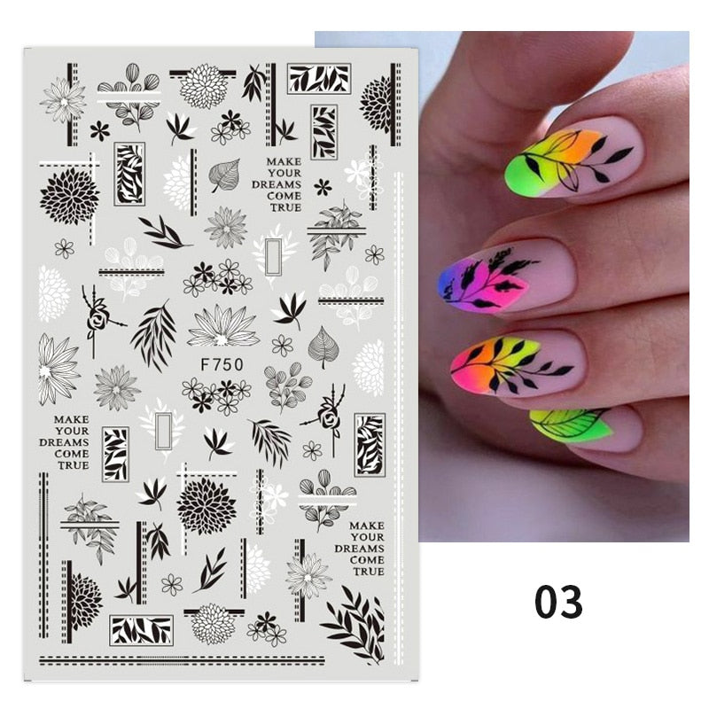 NEW Gold Nail Art 3D Decals Decoration Flower Leaves Nail Art Sticker DIY Manicure Transfer Decal Nail Stickers DailyAlertDeals 12  