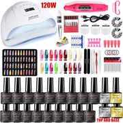 Manicure Set for Nail Extensions Gel Nail Polish Set Acrylic Kit Poly Nail Gel Set With UV LED Nail Lamp Gel Kits Nail Tools Set Manicure Set for Nail Extensions DailyAlertDeals 120W-18 colosr USA 